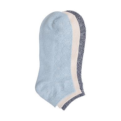 Women's Cuddl Duds 3-Pack Twist Tile Texture Solid Low-Cut Socks