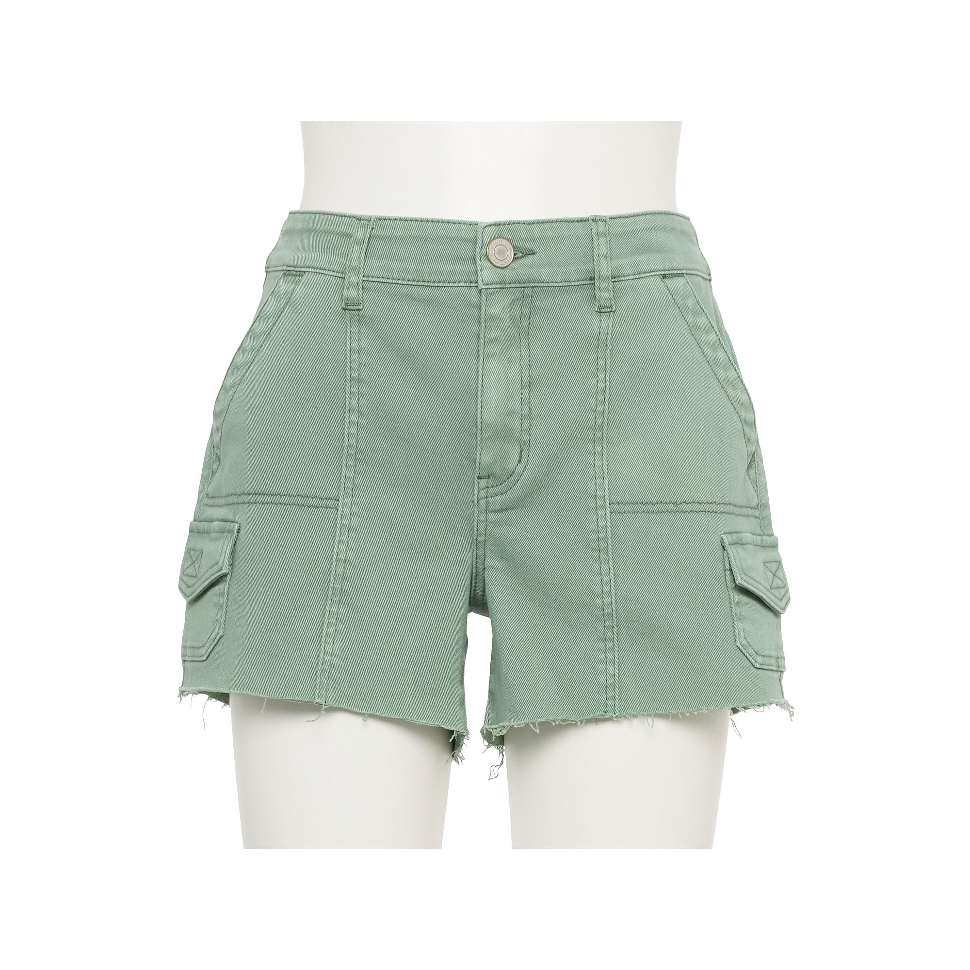 Juniors SO® High-Rise Midi Utility Shorts, Girls, Size: XS, Grey Rock