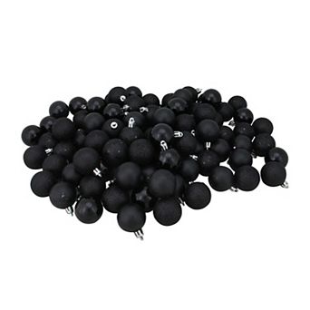 Northlight 96 Count Black Shatterproof 4-Finish Christmas Ball Ornaments