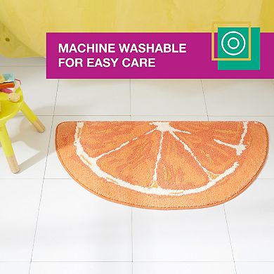 Town & Country Citrus Slice Half Circle-Shaped Non-Slip Machine Washable Bath Mat