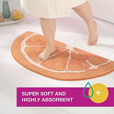 Town & Country Citrus Slice Half Circle-Shaped Non-Slip Machine Washable Bath Mat