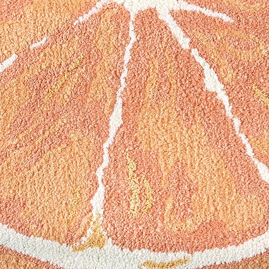 Town & Country Citrus Slice Half Circle-Shaped Non-Slip Machine Washable Bath Mat