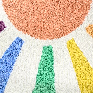 Town & Country Hello Sunshine Rainbow Sun Half Circle-Shaped Non-Slip Machine Washable Bath Mat