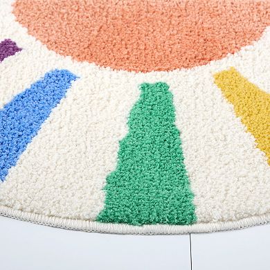 Town & Country Hello Sunshine Rainbow Sun Half Circle-Shaped Non-Slip Machine Washable Bath Mat