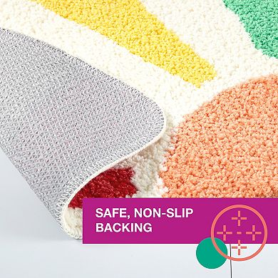 Town & Country Hello Sunshine Rainbow Sun Half Circle-Shaped Non-Slip Machine Washable Bath Mat