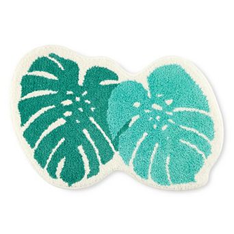 Town & Country In The Tropics Monstera Leaves-Shaped Non-Slip Machine Washable Bath Mat