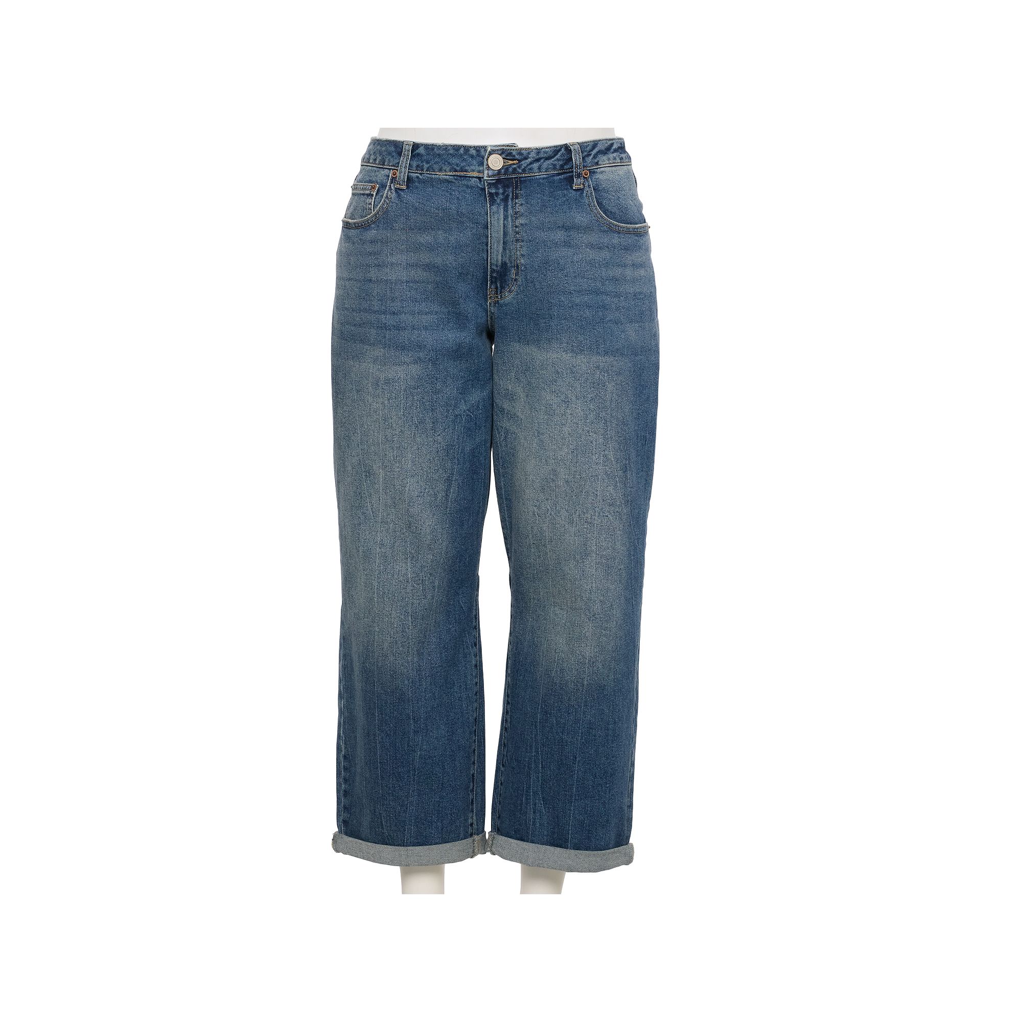 Juniors Plus Size SO® Buckle Back Barrel Jeans, Girls, Size: 16, Medium 