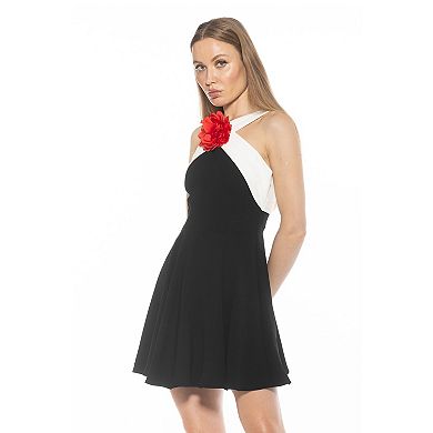 Women's ALEXIA ADMOR Alexi Halter Fit & Flare Dress with 3D Flower Detail