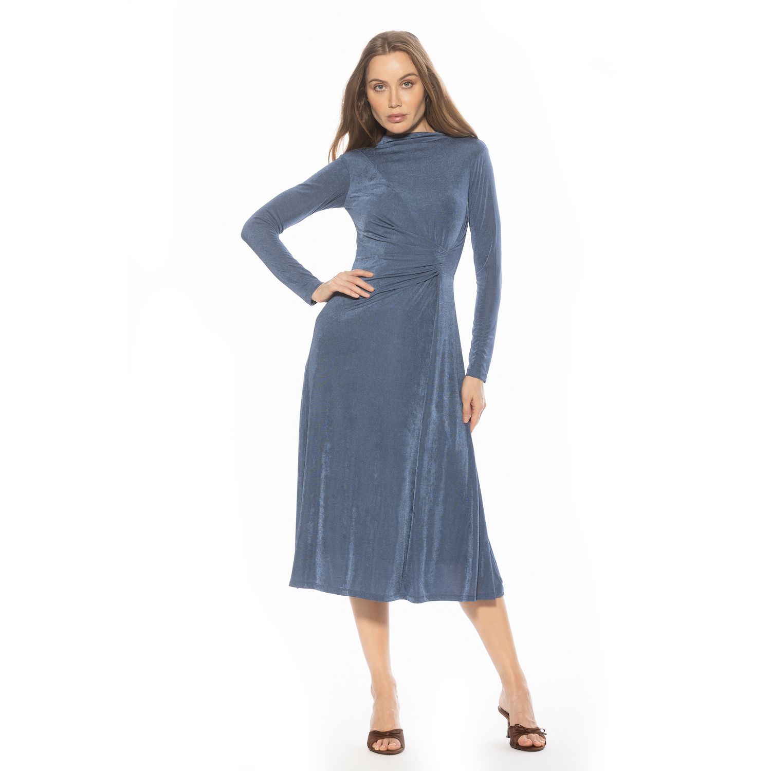 Женское платье Alexia Admor Marla Draped Long Sleeve Maxi, цвет: Бордовый — фото 1