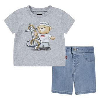 Baby & Toddler Boy Levi's® Anchor T-shirt & Jean Shorts 2 pc Set