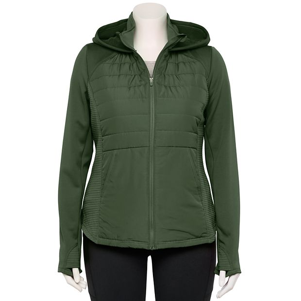 Plus Size Tek Gear® Hooded Mixed-Media Jacket