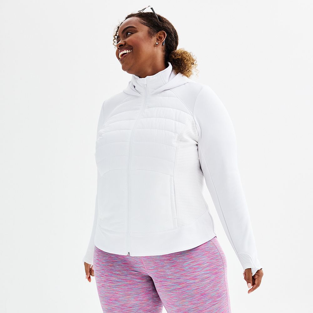 Plus Size Tek Gear® Hooded Mixed-Media Jacket