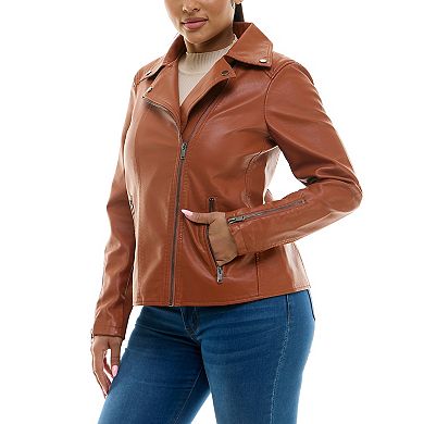 Women's Nina Leonard Pleather Moto Jacket