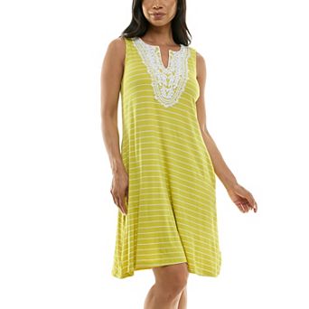 Women's Nina Leonard Bib Crochet Trapeze Dress