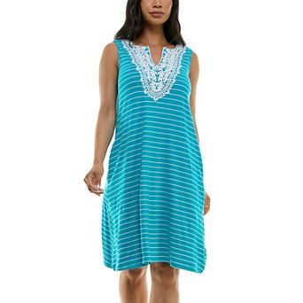 Women's Nina Leonard Bib Crochet Trapeze Dress