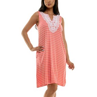 Women's Nina Leonard Bib Crochet Trapeze Dress