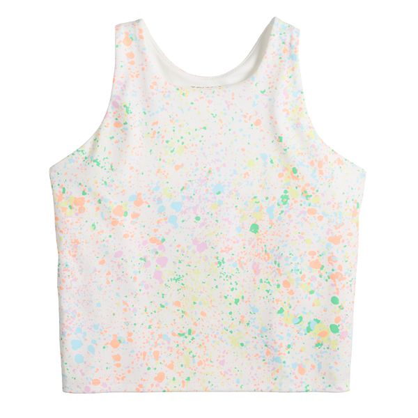 Girls 7-20 Tek Gear® Longline Bra Tank Top in Regular & Plus - White Splatter (XXL(18/20))