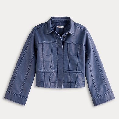 Women's INTEMPO™ Denim Colored Faux Leather Jacket