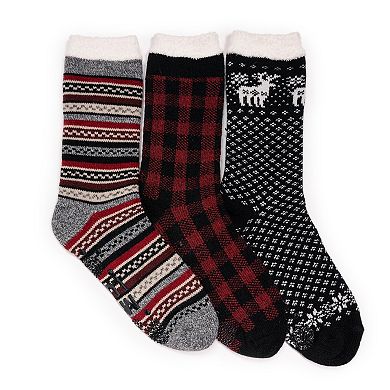 Women's MUK LUKS 3-Pk. Tall Cozy Lined Lounge Socks