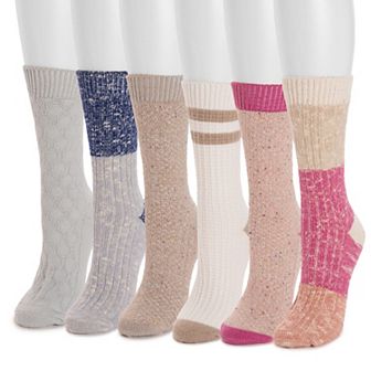 Women's MUK LUKS 6-Pack Dream Step Mini Crew Socks Set