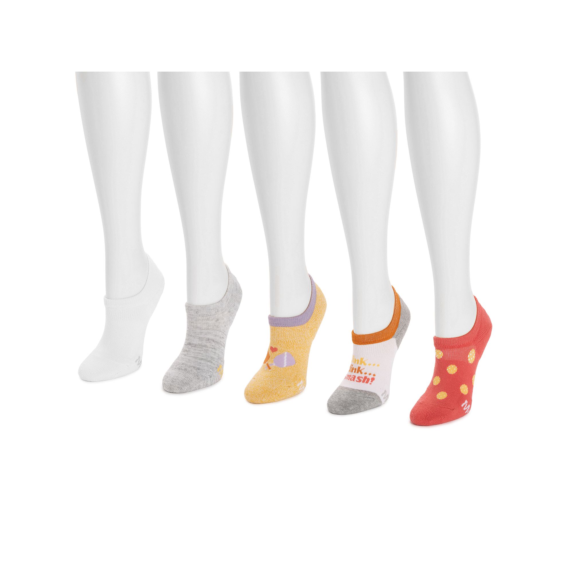 Womens MUK LUKS 5-Pack Pickleball No Show Socks, Bright