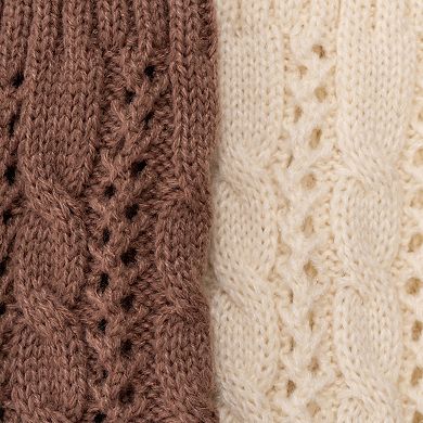 Women's MUK LUKS 2-Pair Pack Slouch Knit Cable Set
