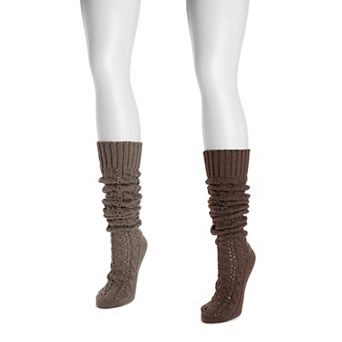 Women's MUK LUKS 2-Pair Pack Slouch Knit Cable Set