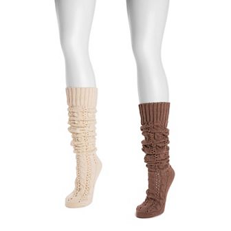 Women's MUK LUKS 2-Pair Pack Slouch Knit Cable Set