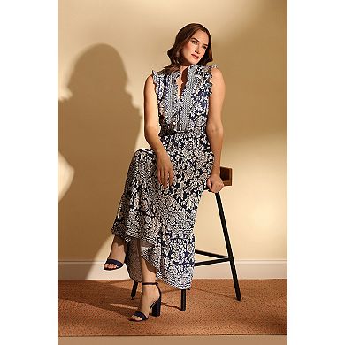 Women's London Times Smocked Waist Tiered Maxi Dress