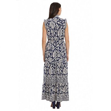 Women's London Times Smocked Waist Tiered Maxi Dress