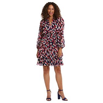 Women's London Times Elastic Waist Bishop Sleeve Mini Dress