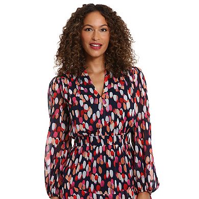 Women's London Times Elastic Waist Bishop Sleeve Mini Dress