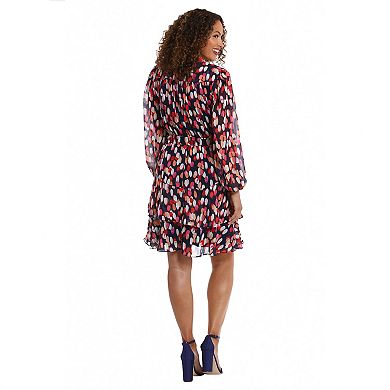 Women's London Times Elastic Waist Bishop Sleeve Mini Dress