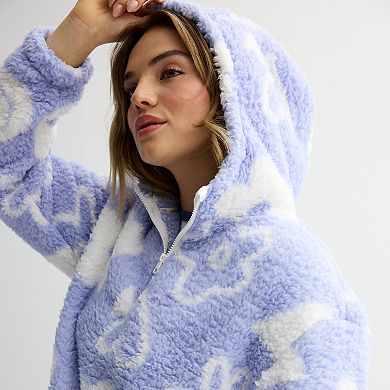 Women's Limited Too Icon Print Sherpa Half-Zip Hoodie