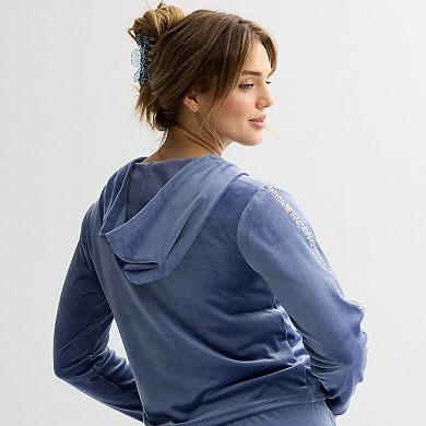 Women's Limited Too Velour Sparkle Detail Full-Zip Hoodie