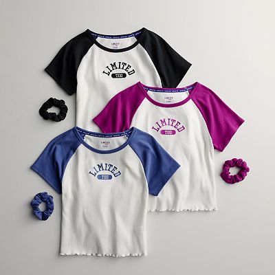 Women's Limited Too Graphic Ringer Tee with Scrunchie Women's Limited Too Graphic Ringer Tee with Scrunchie