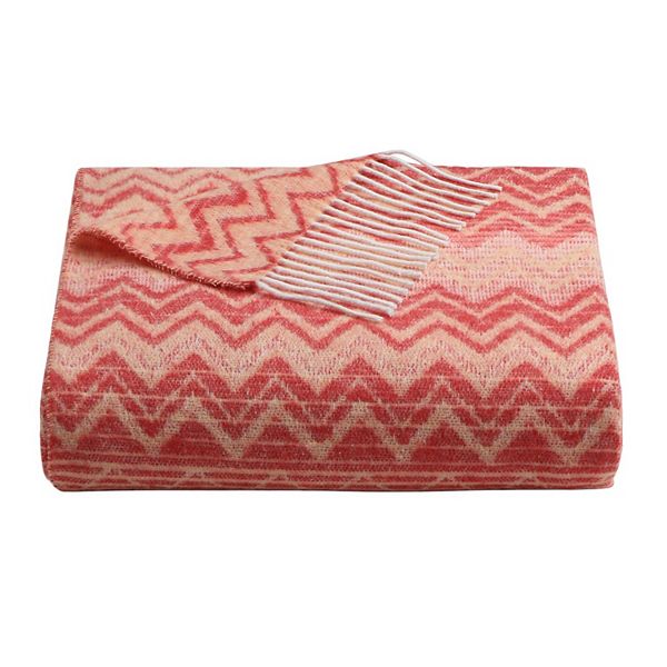 Discover Europe - Made in Italy La Limonai Tessuti Chevron Throw Blanket - Coral Salmon