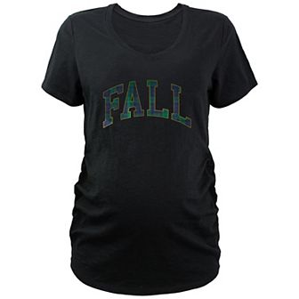 Maternity Fall Plaid Print Graphic Tee