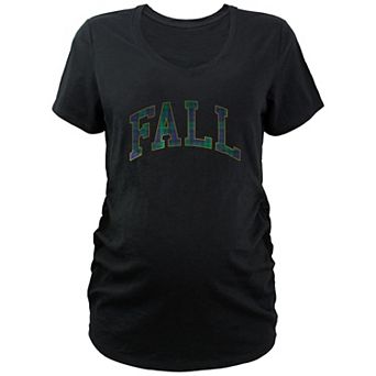 Maternity Fall Plaid Print Graphic Tee