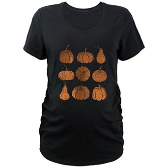 Maternity Flower Print Pumpkins Graphic Tee