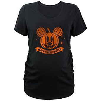 Disney's Mickey Mouse Pumpkin Head Happy Halloween Banner Maternity Graphic Tee