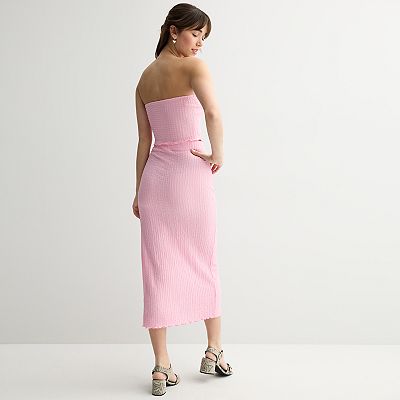 Juniors' madden girl Ruched Bandeau Top Side Slit Skirt Set