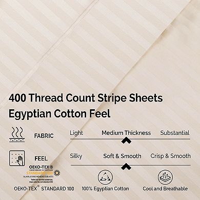 SUPERIOR Egyptian Cotton 400 Thread Count Striped Deep Pocket Sheet Set with Pillowcases