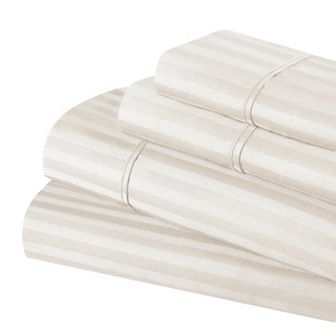 SUPERIOR Egyptian Cotton 400 Thread Count Striped Deep Pocket Sheet Set with Pillowcases