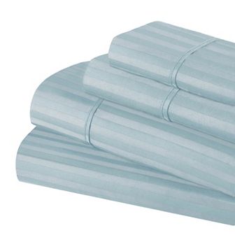 SUPERIOR Egyptian Cotton 400 Thread Count Striped Deep Pocket Sheet Set with Pillowcases