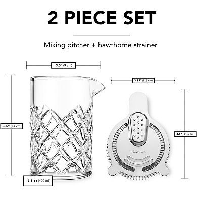 Final Touch Yarai Cocktail Mixing Pitcher With Hawthorne Strainer