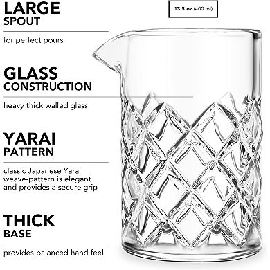 Final Touch Yarai Cocktail Mixing Pitcher With Hawthorne Strainer