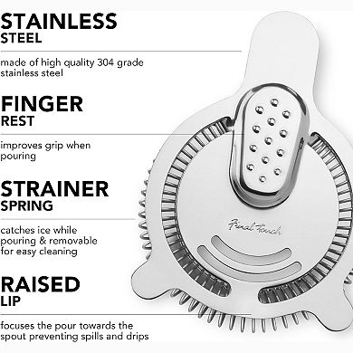 Final Touch Yarai Cocktail Mixing Pitcher With Hawthorne Strainer
