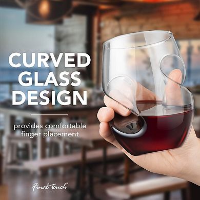 Final Touch Conundrum Stemless Wine Glasses 16 oz Set Of 4