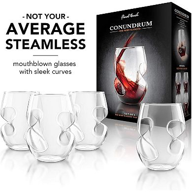 Final Touch Conundrum Stemless Wine Glasses 16 oz Set Of 4